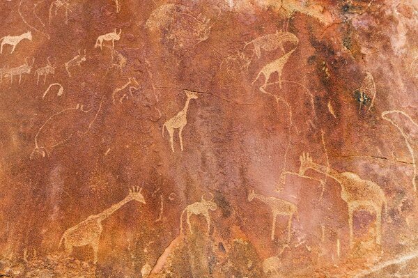 Patrones primitivos en la pared textura