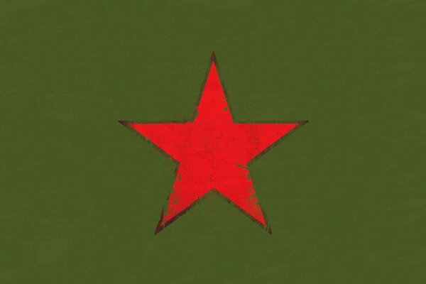 Estrella roja sobre fondo de oliva