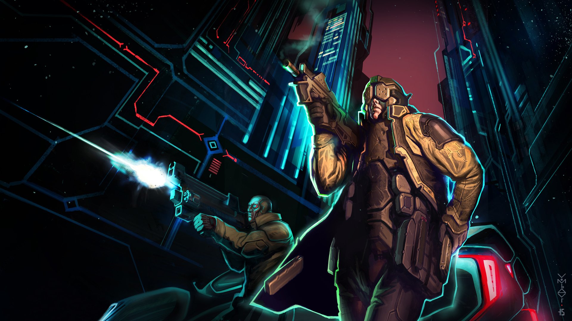 cyberpunk ciudad cyborg calle lucha ficción arte