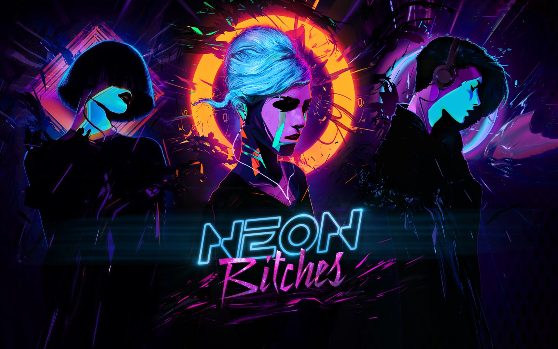 neón perras synthwave perra chica música cyberpunk