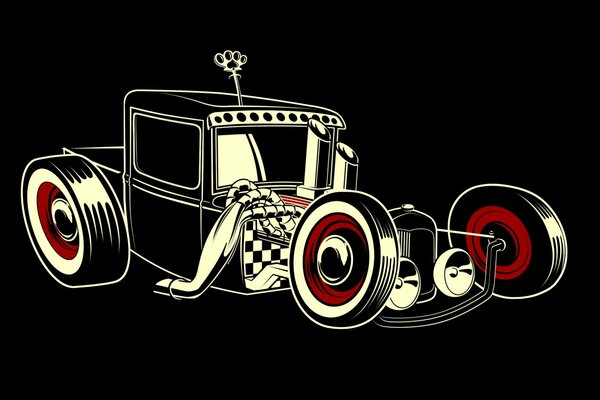 Elegante coche retro sobre fondo negro