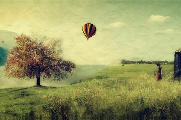 Chica en el pueblo de la bola