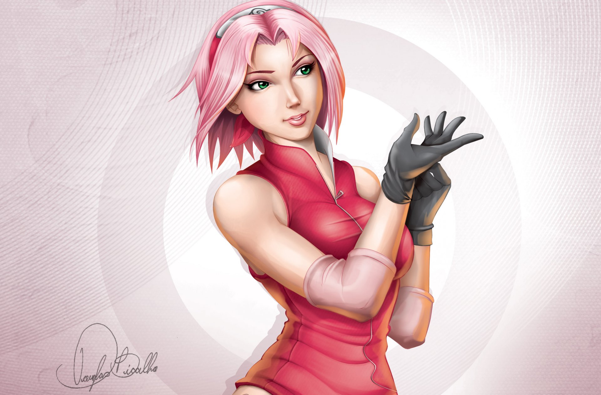 arte douglas bicalho naruto sakura haruno sakura guantes diadema ninja sonrisa