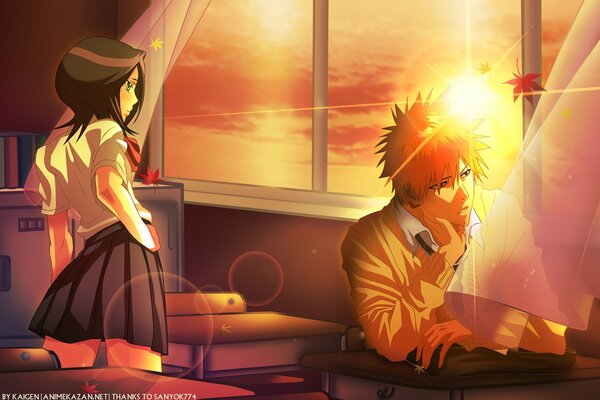 Anime Kurosaki Ichigo sobre los estudiantes de la escuela
