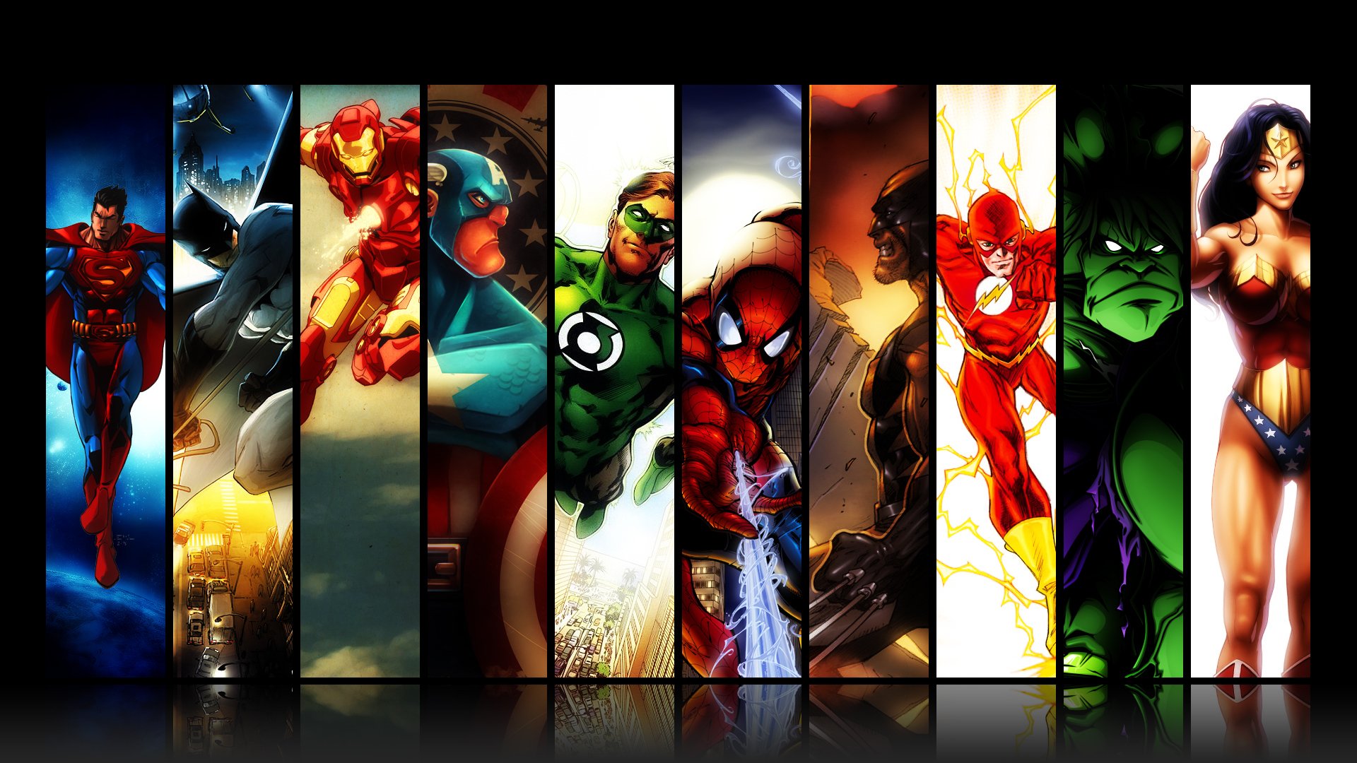 cómics dc comics superhéroes superman batman iron man capitán américa linterna verde spiderman wolverine flash hulk mujer increíble