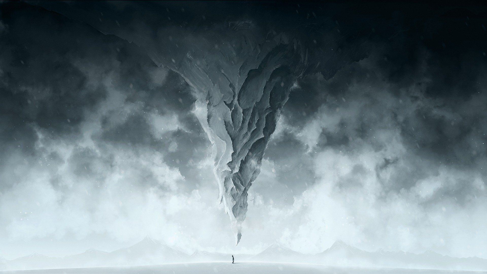 montaña invierno tormenta de nieve nieve hombre frío arte