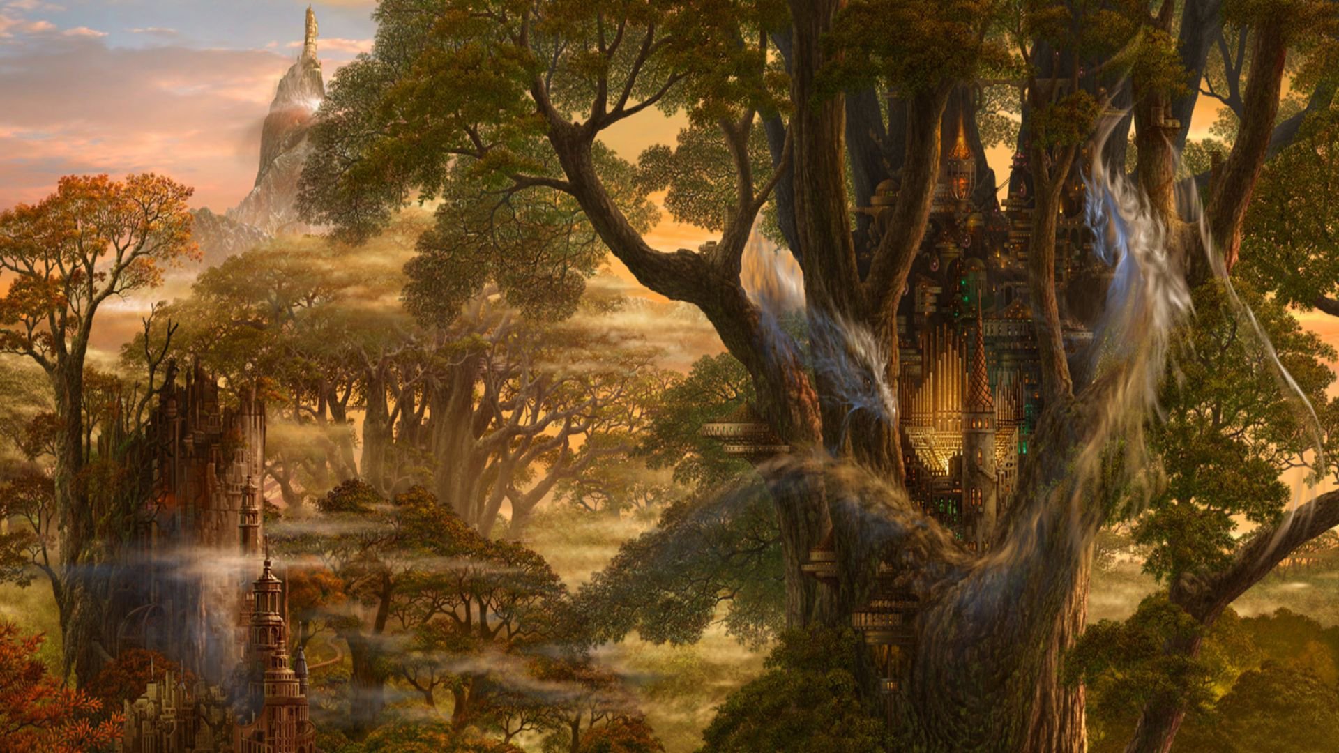 arte ucchiey kazamasa uchio ciencia ficción fantasía árboles castillo dragón