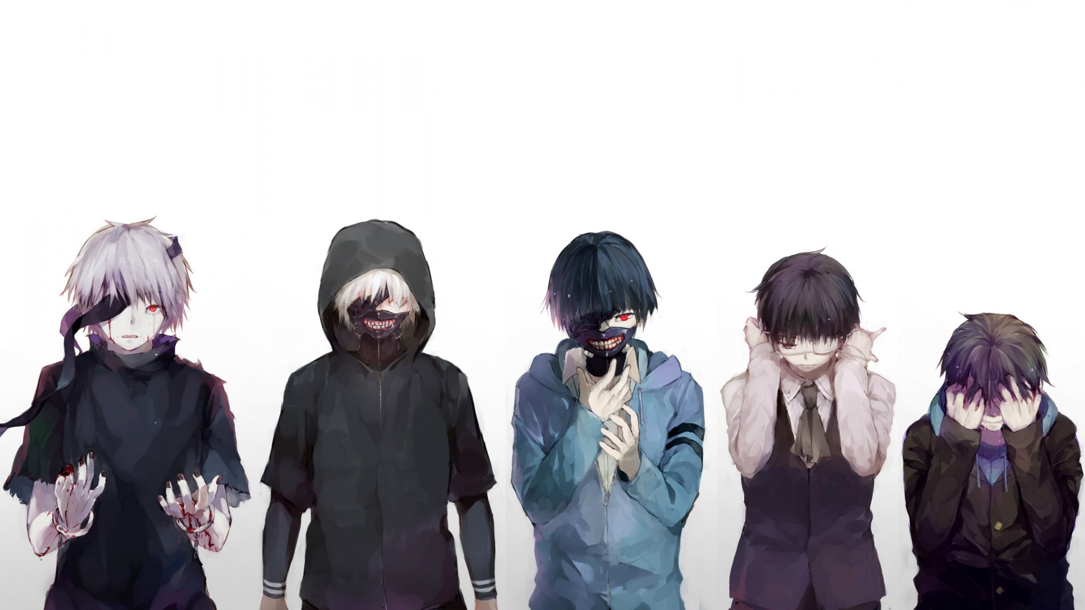 arte fuurin anime tokio ghoul kaneki ken chico máscara capucha