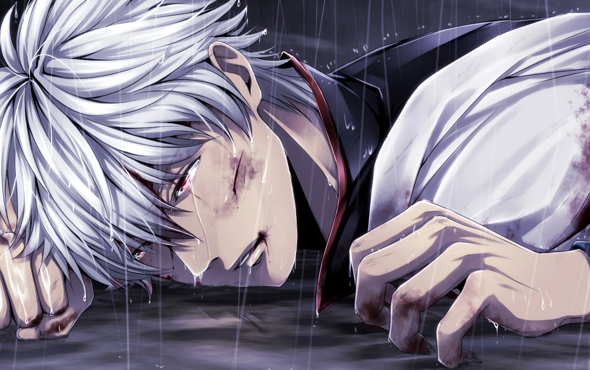 gintama sakata gintoki chico lluvia corte sangre