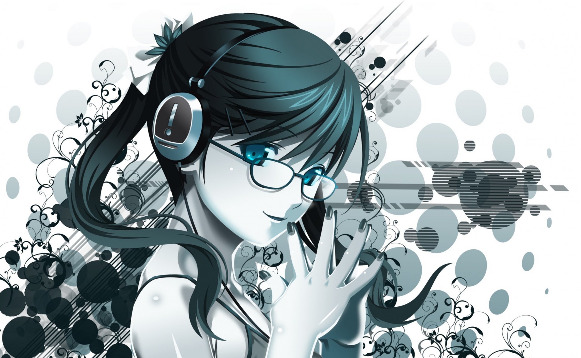 arte koutaro chica gafas auriculares abstracción