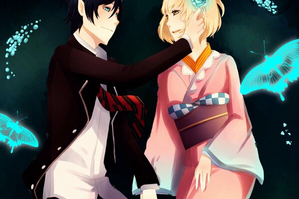 Chica en kimono de anime