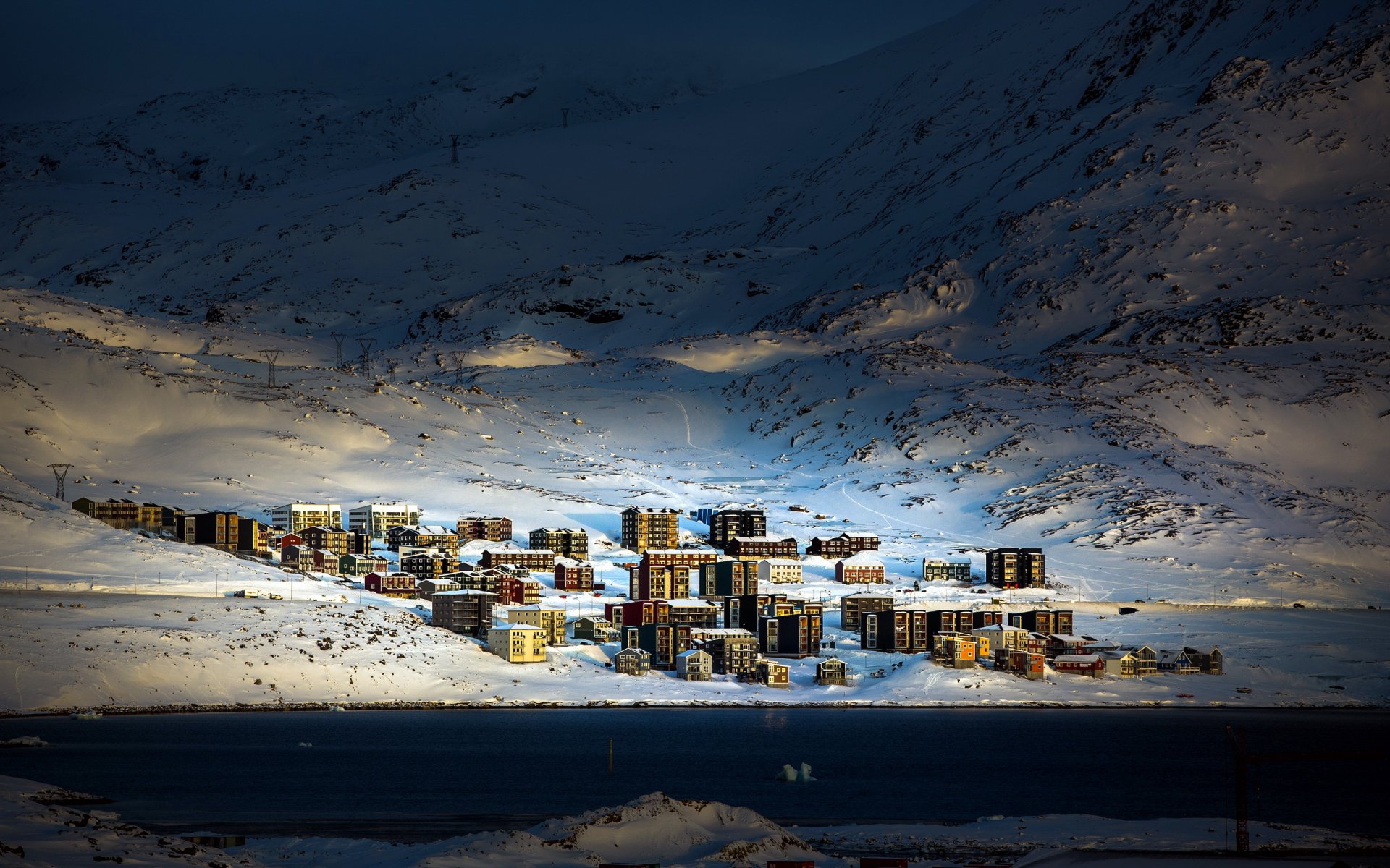groenlandia nuuk ártico urbano qinngorput ciudad invierno