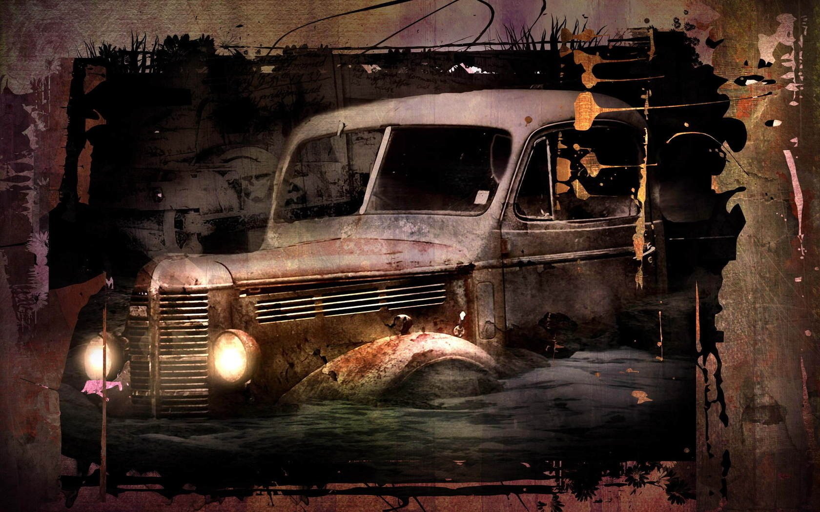 camioneta carrocería retro coche faros