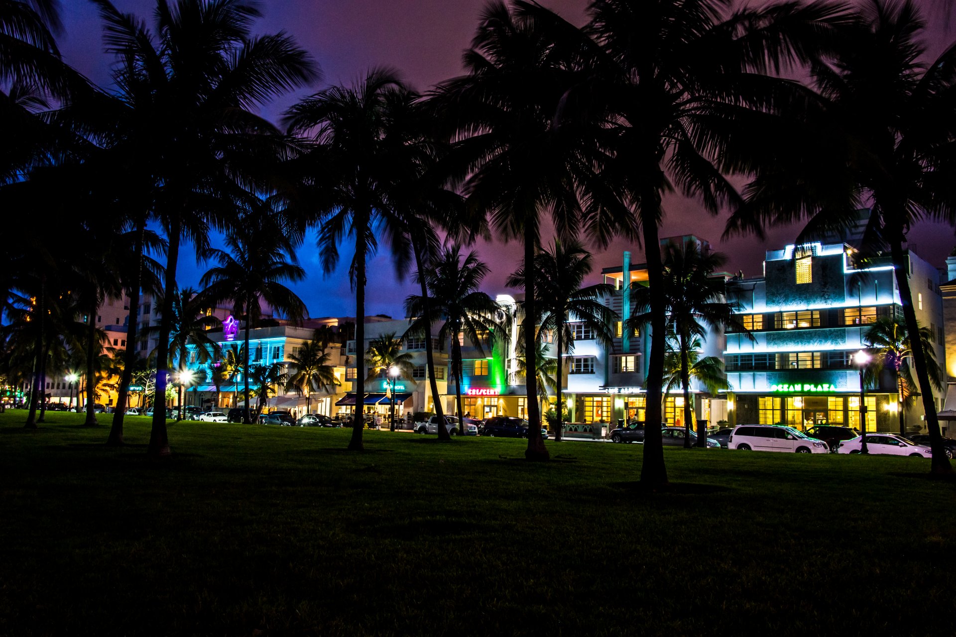 miami florida south beach noche palmeras coches casas hoteles vice city