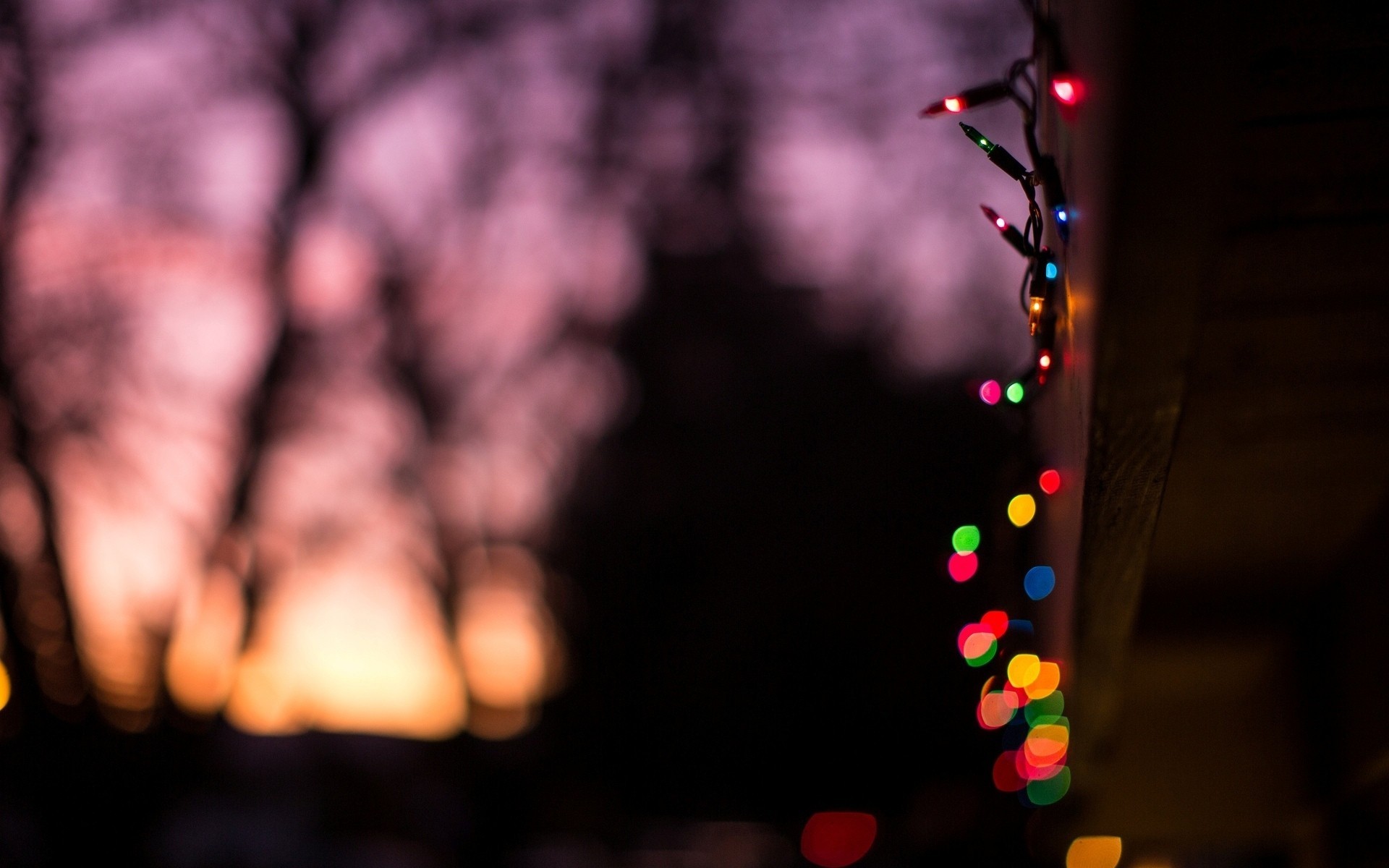 luces pantalla ancha pantalla completa año nuevo estado de ánimo fondo vacaciones papel pintado decoración del árbol de navidad desenfoque