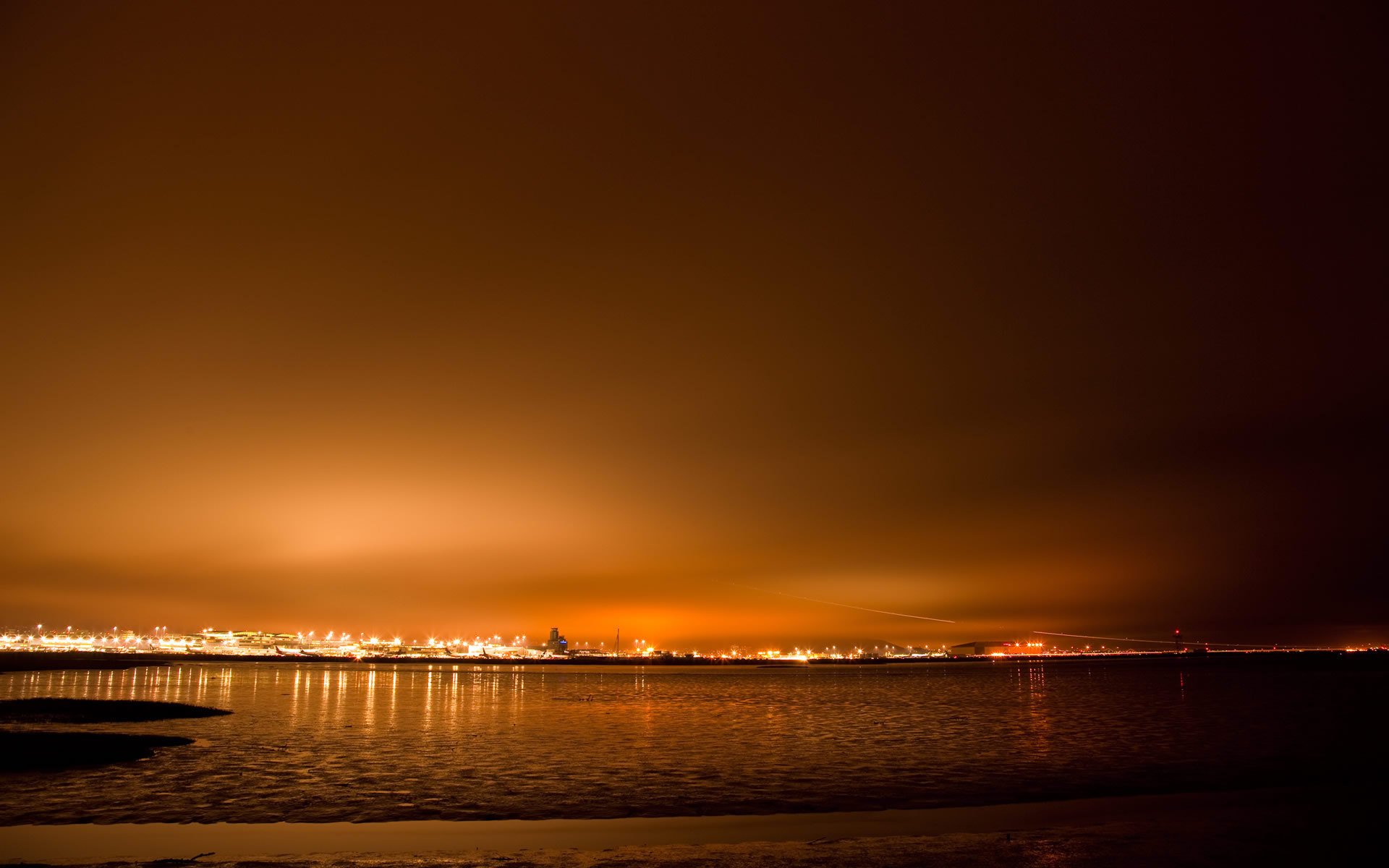 ciudad puesta de sol mar río naturaleza paisaje