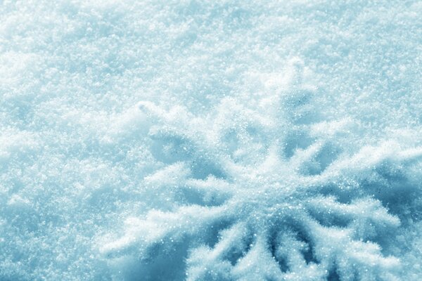 Copo de nieve de año nuevo enfermo en la nieve en invierno
