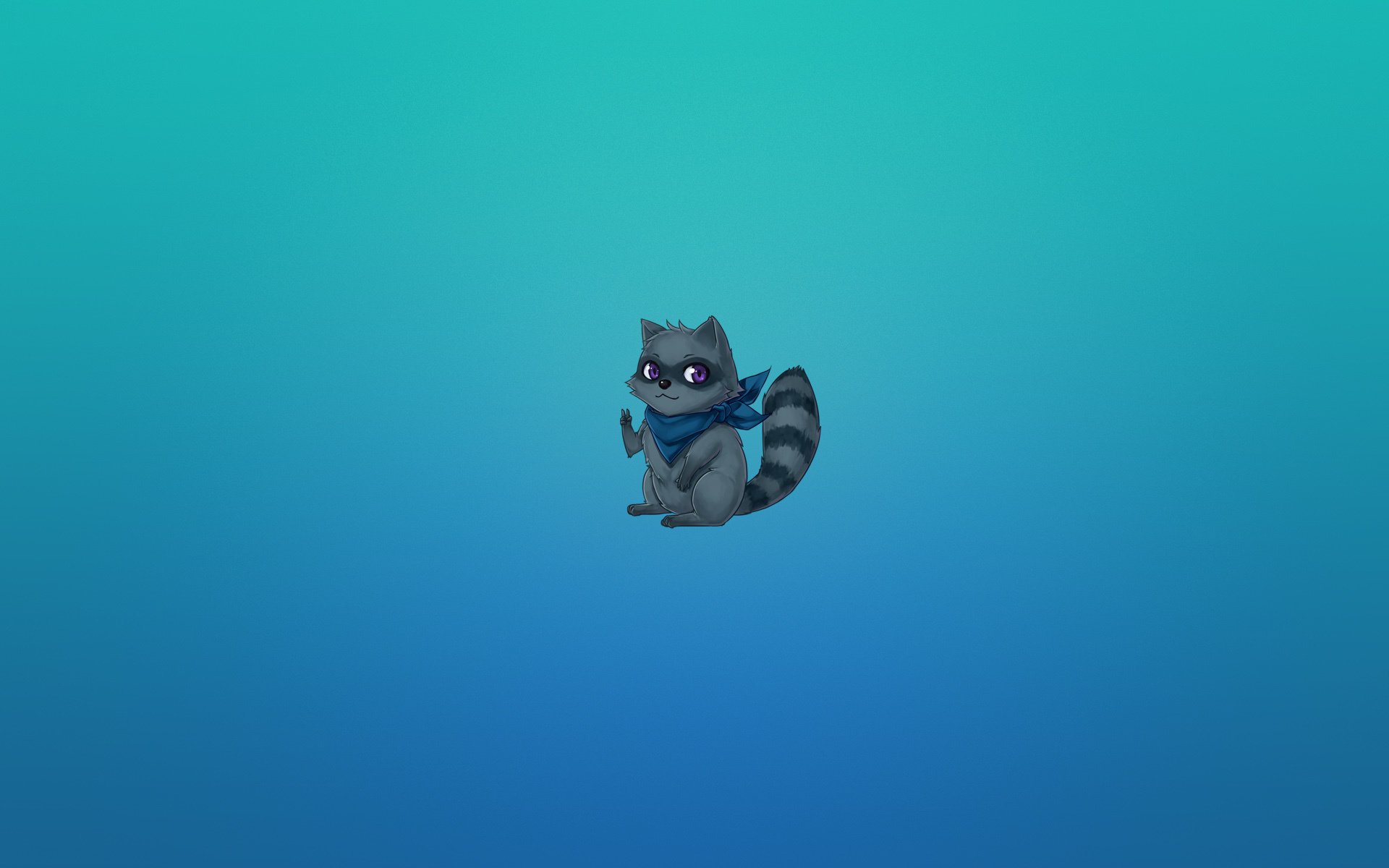 mapache rayas anime cola animal fondo azulado