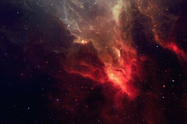 Cosmos resplandor rojo y brillante estrella