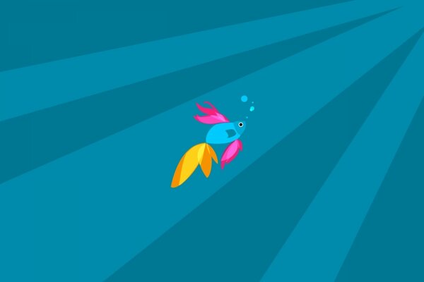 Peces de colores dibujados que se extienden a la luz