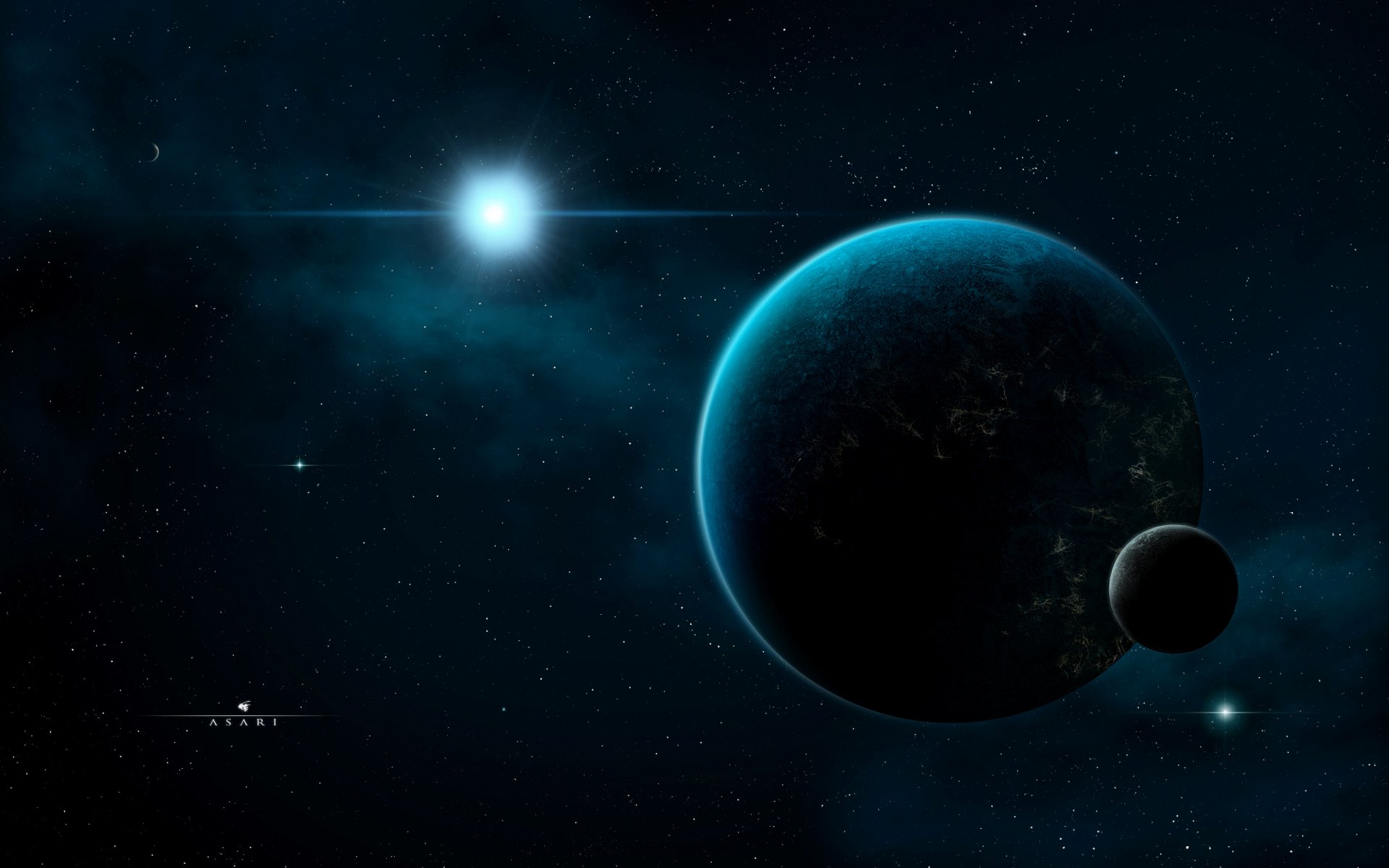 planeta satélite espacio oscuridad resplandor