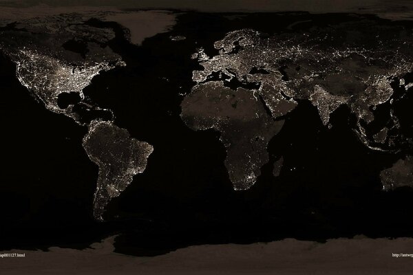 Mapa de países, ciudades, continentes y océanos