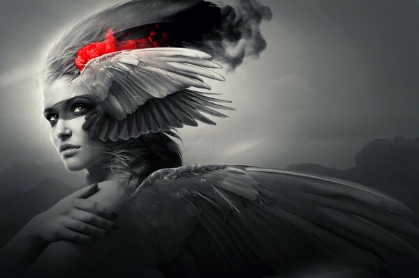 Chica ángel con alas