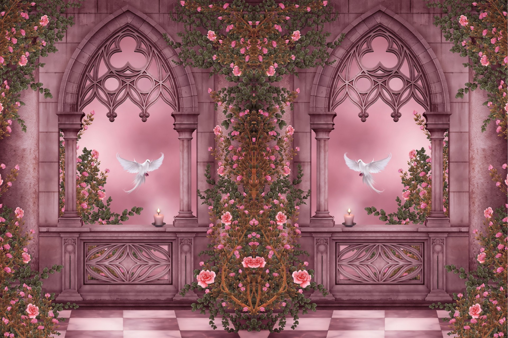 paloma bloqueo flores ventanas