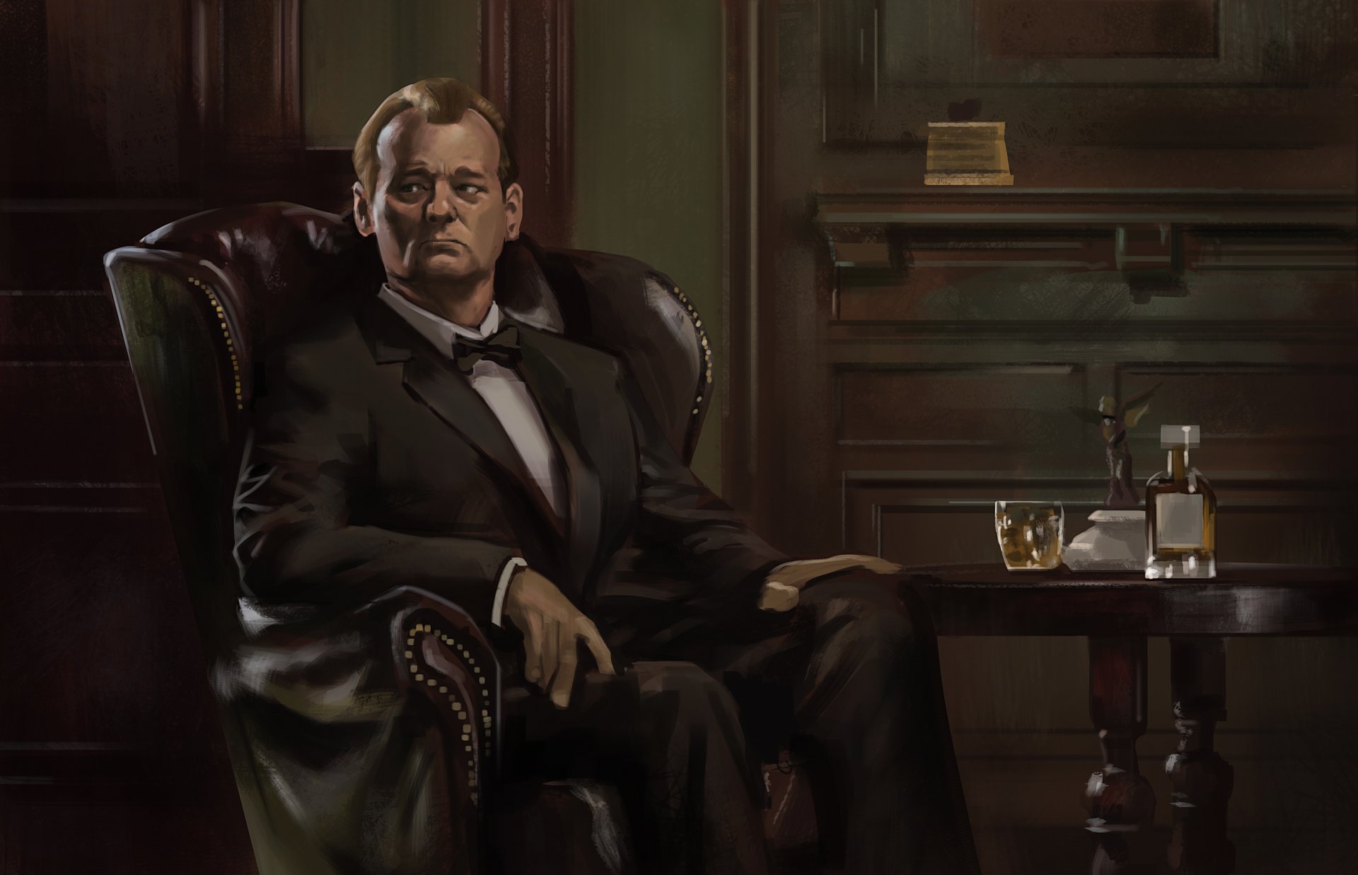 arte bill murray dificultades de traducción actor hombre silla whisky alcohol