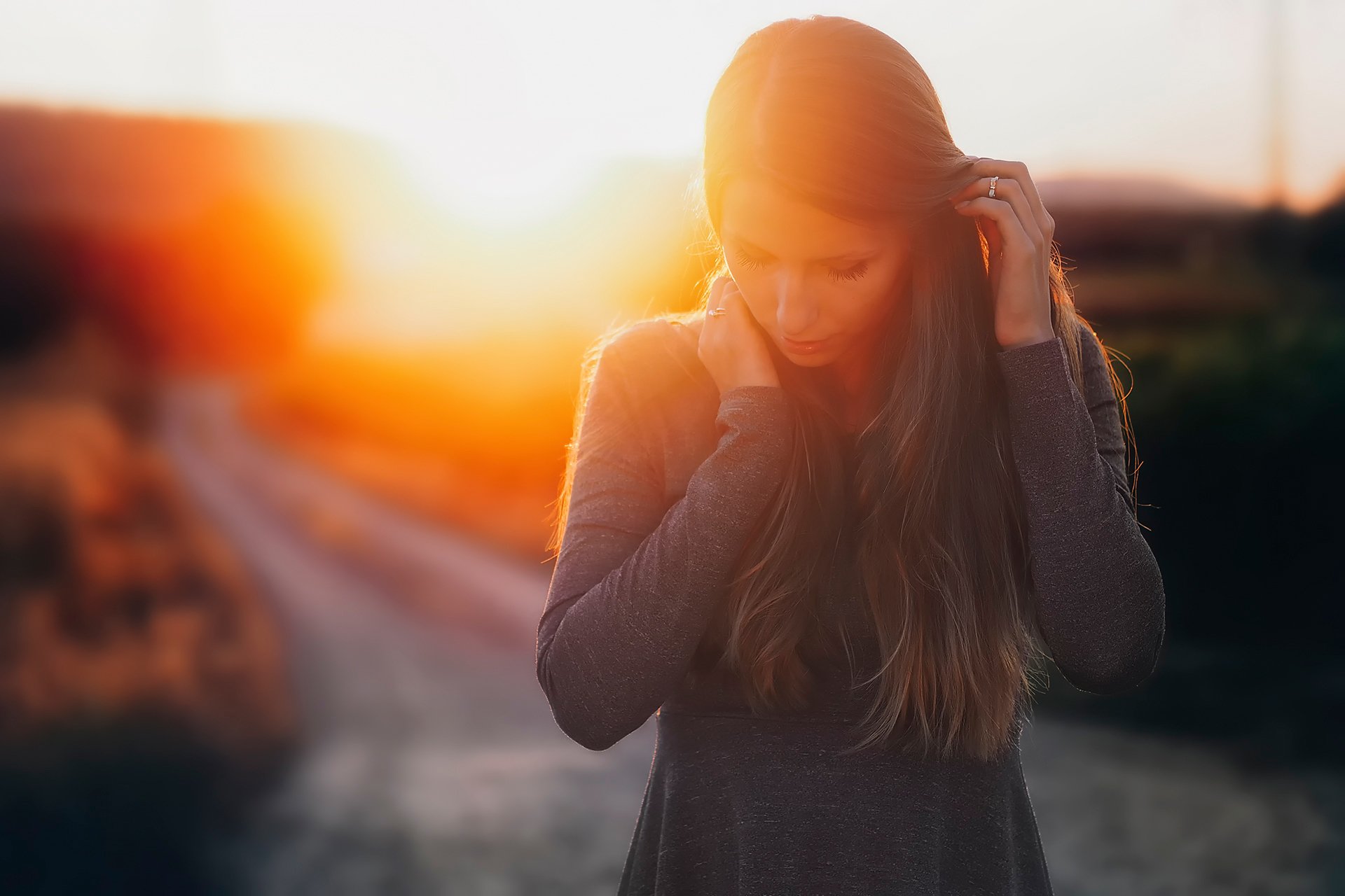 dominica retrato luz del sol puesta de sol