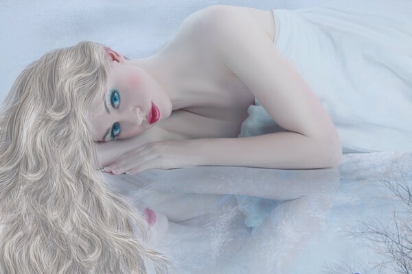 Chica rubia en blanco