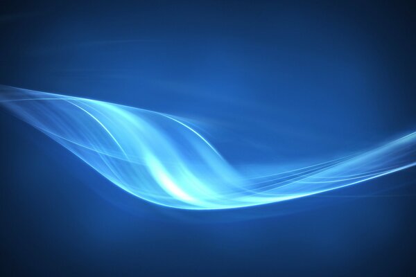 Líneas curvas de luz sobre fondo azul
