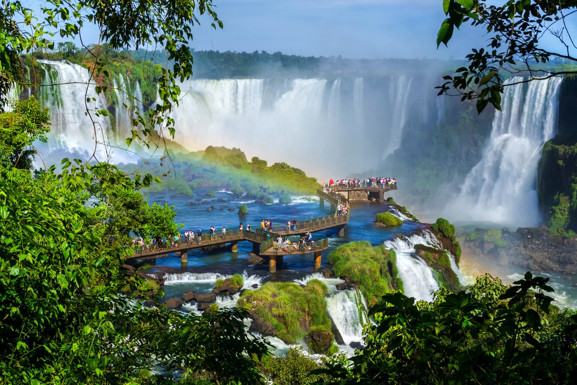 iguazu falls argentina cascada puente arco iris naturaleza