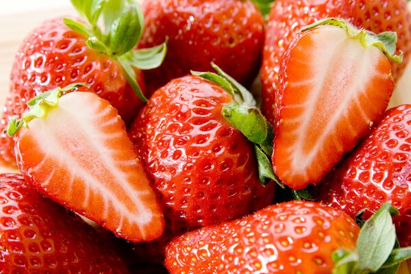 Macro disparo de fresas maduras