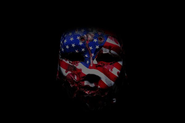 Máscara facial en el video de la bandera americana