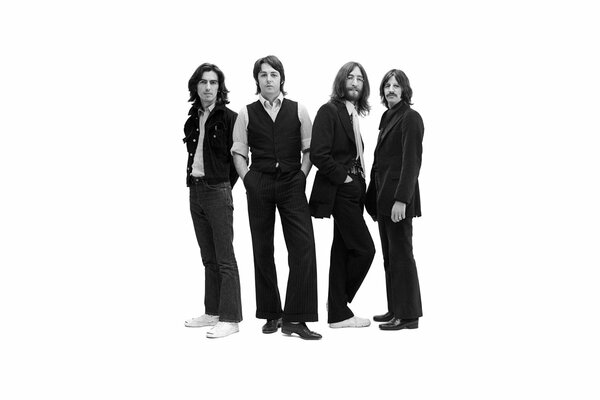 Los Beatles sobre fondo blanco