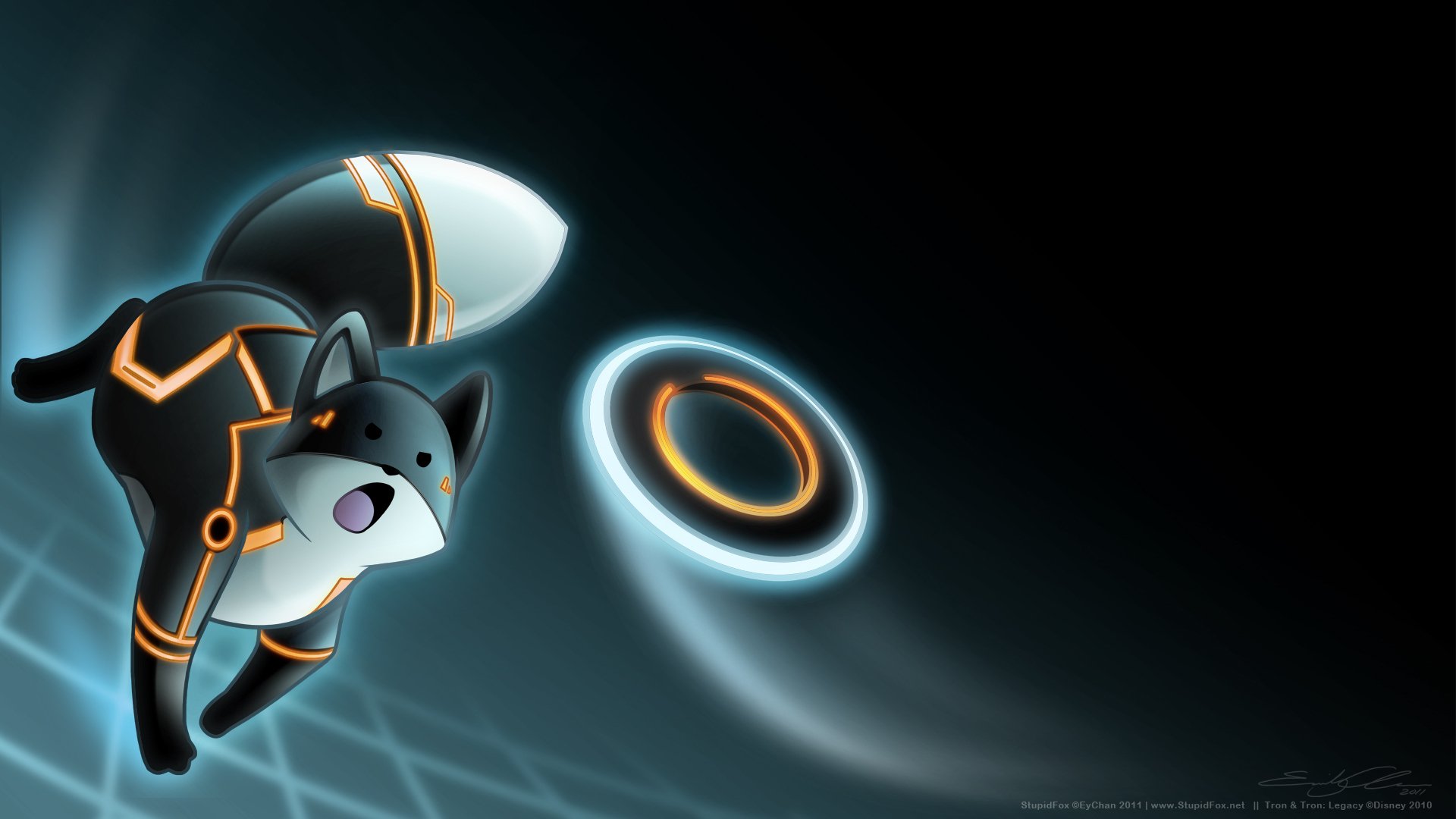 tron: legacy fan art tonto fox luz del disco