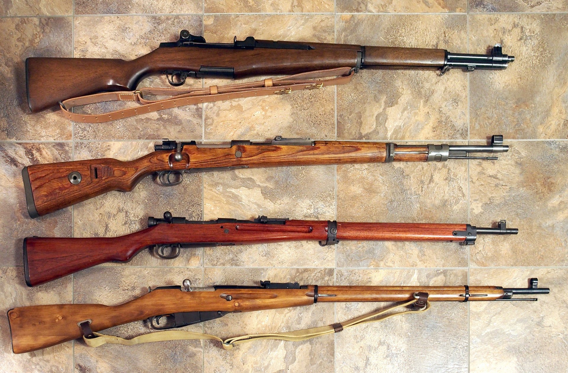 armas de arriba a abajo garand m1 arr 1936-1957 mauser 98k 1935 arisaka tipo 30 1897-1905 mosin 1891-1930 fusiles segunda guerra mundial
