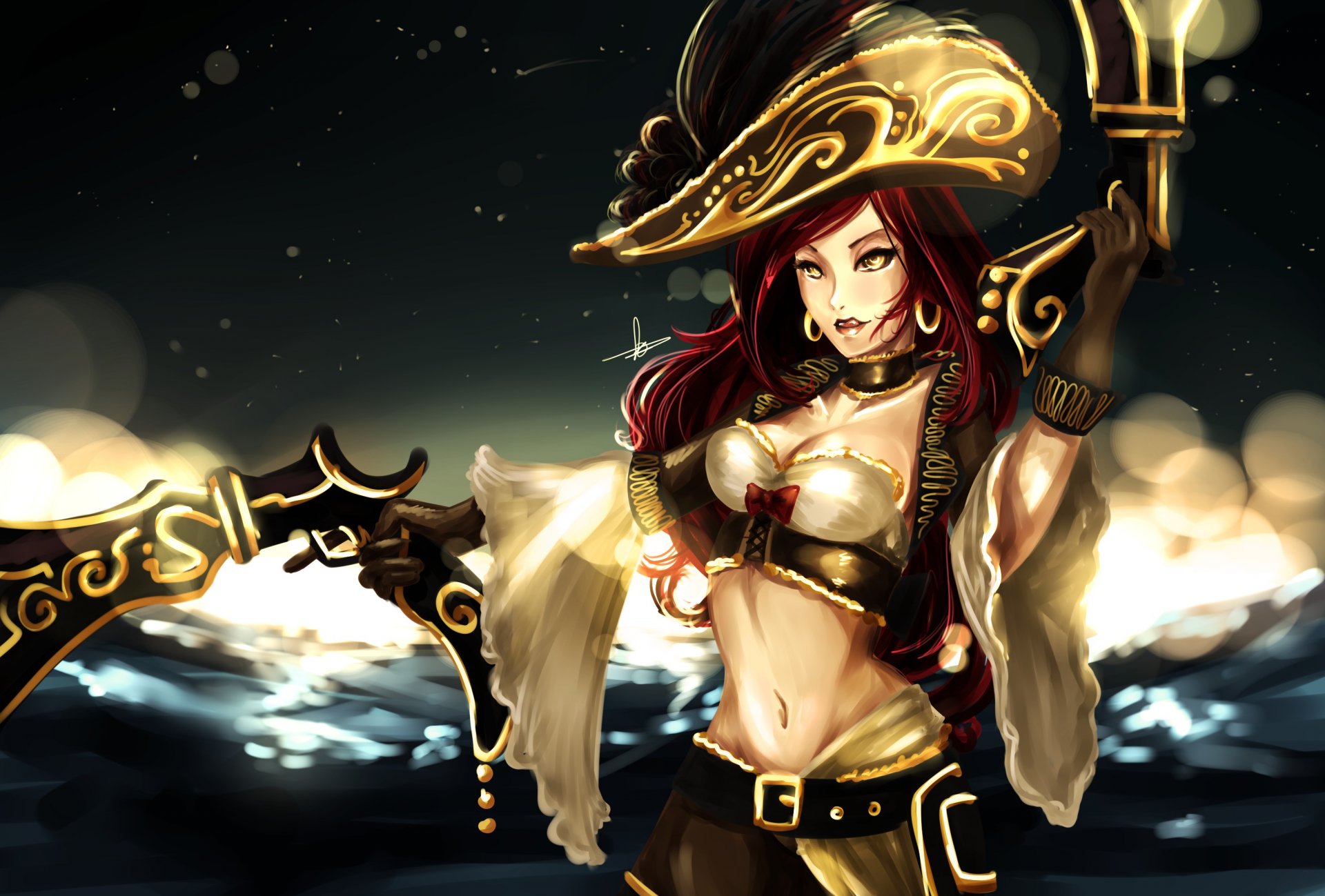 league of legends miss fortune chica mar pistolas armas sombrero