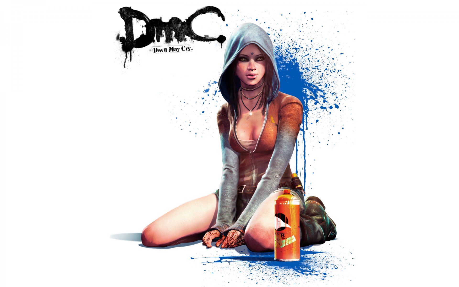 dmc devil may cry 5 kat kat capucha aerosol pintura chica tatuaje