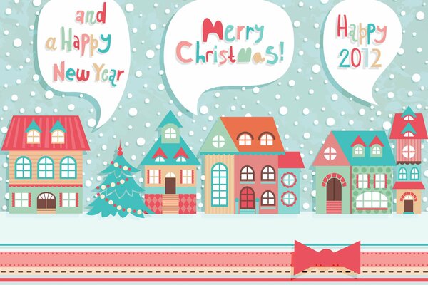 Tarjeta de Navidad con la calle de la ciudad