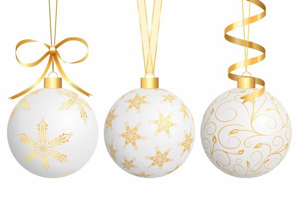 Bolas de Navidad con patrones dorados y cintas