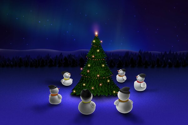 Muñecos de nieve celebran el año Nuevo