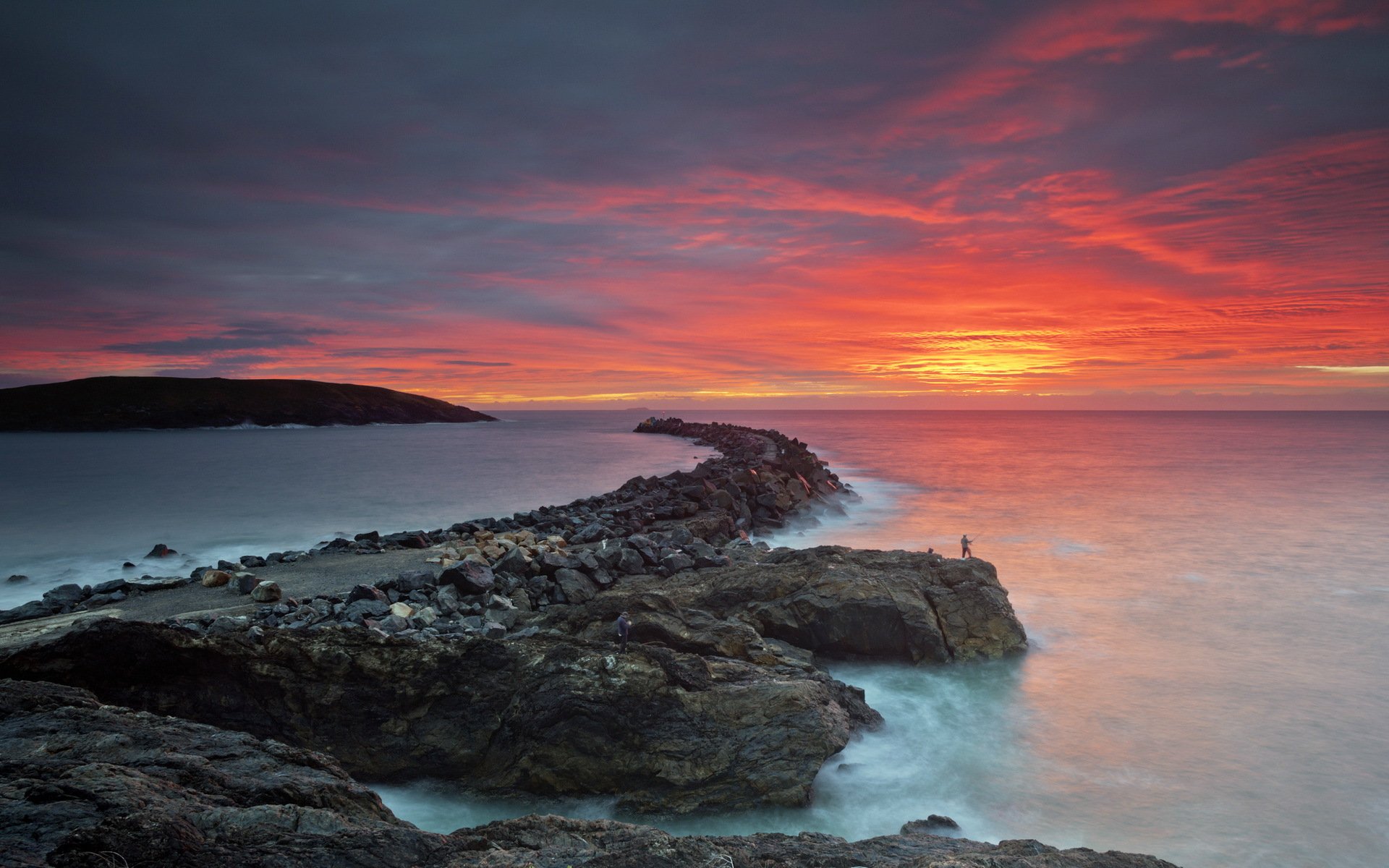 puesta de sol mar paisaje