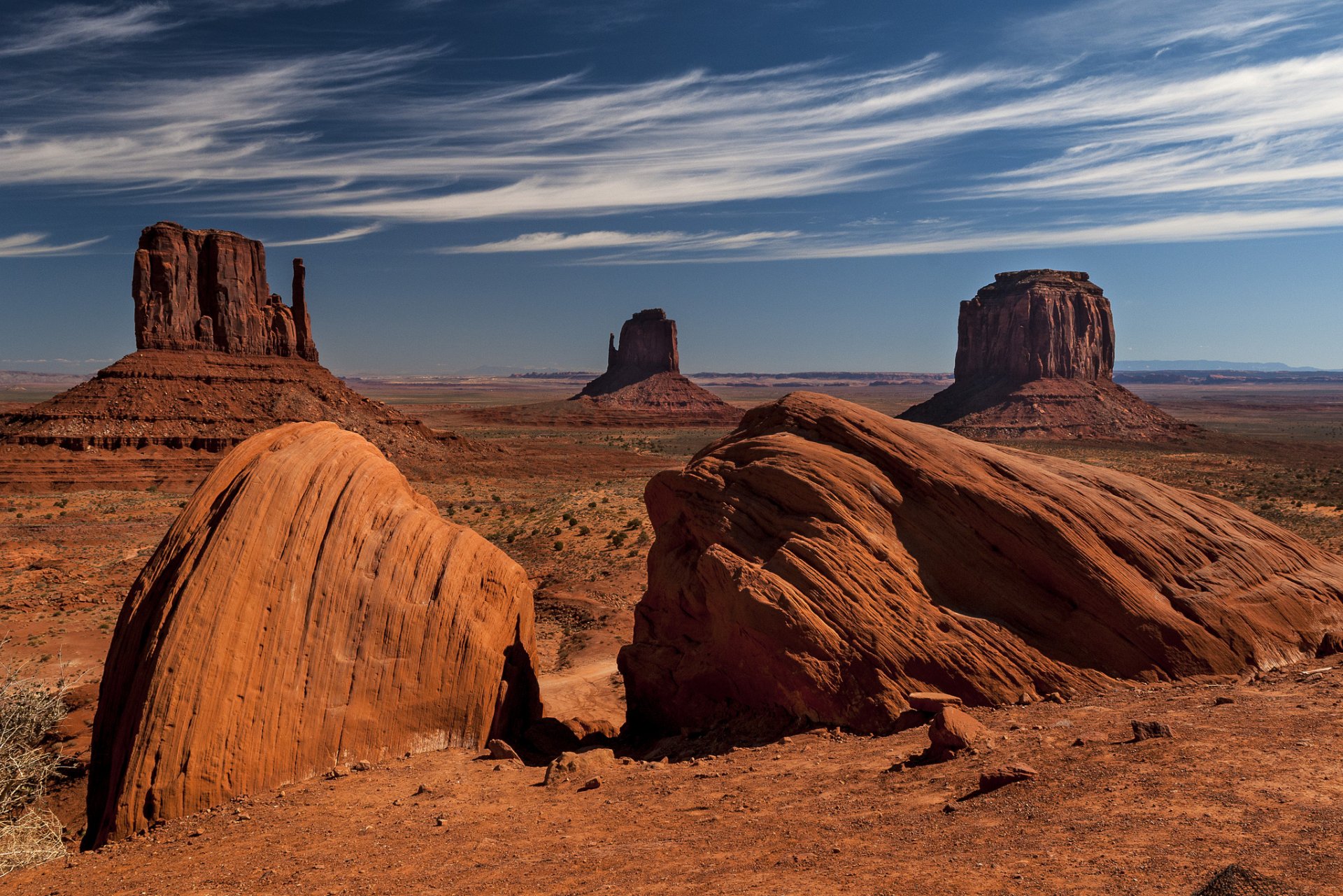 valle monumentos rocas desierto cielo nubes
